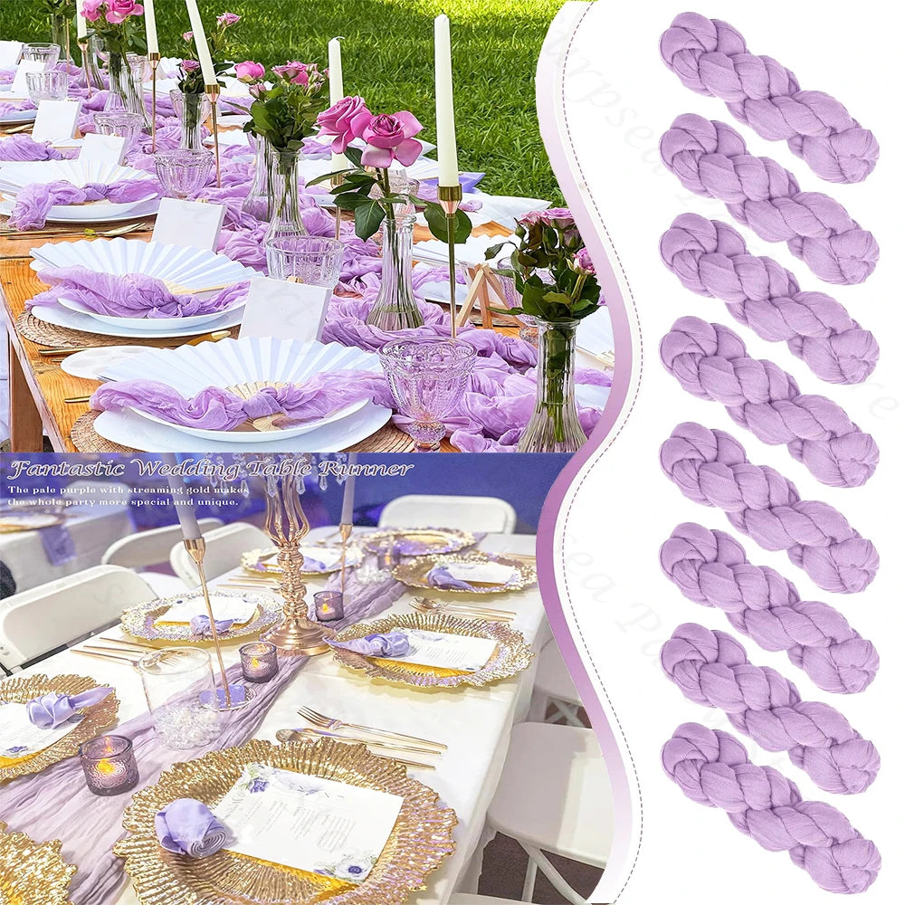 Lilac Purple Cheesecloth Table Runner Boho Rustic Gauze Lavender Purple Table Runner Wedding Bridal Shower Birthday Decoration