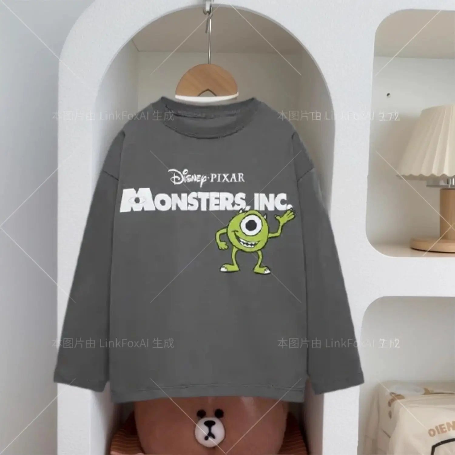 Women's Sports Shirt Loose Casual Round Neck Top New Cute Printed Hoodie Children's Simple And Versatile Long Sleeved Shirt