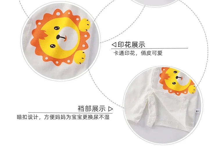 Summer Newborn Clothes Cute Cartoon Dinosaur Tiger Shark Lion Print Comfortable Baby Boys Girl 0-18Month Short Sleeved Jumpsuit