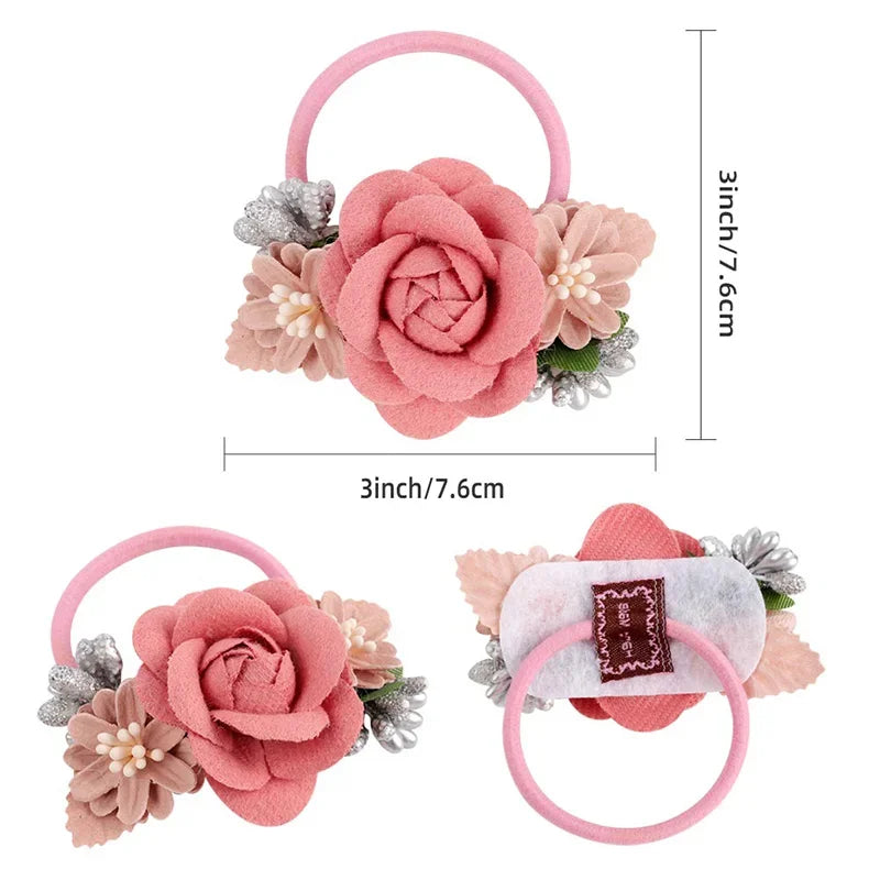Bandes de cheveux élastiques à fleurs pour filles