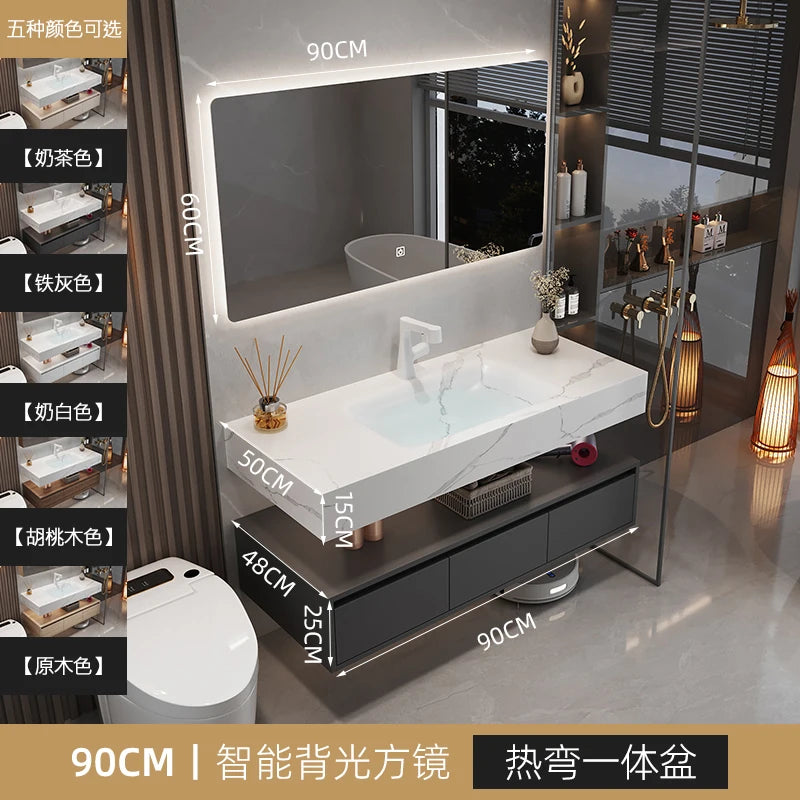 Armoire de salle de bain légère en bois massif, toilettes de rangement Vintage, vanité de salle de bain, miroirs de maquillage, meubles Para Banheiro