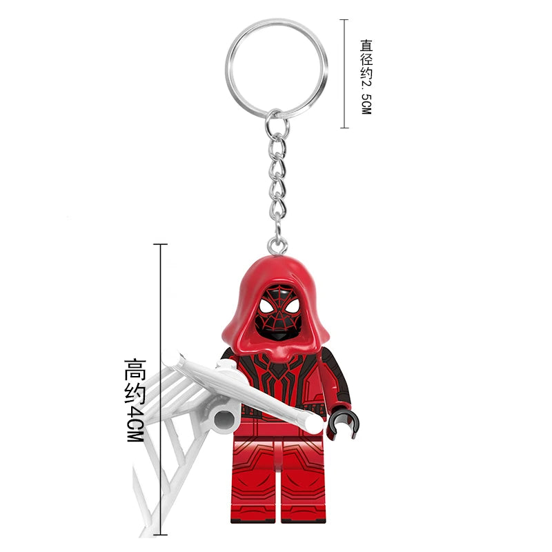 Marvel Spiderman Doll Universe Miles Gwen Cartoon Cute Building Blocks Assembled Toy Ornament Keychain School Bag Pendant Gift