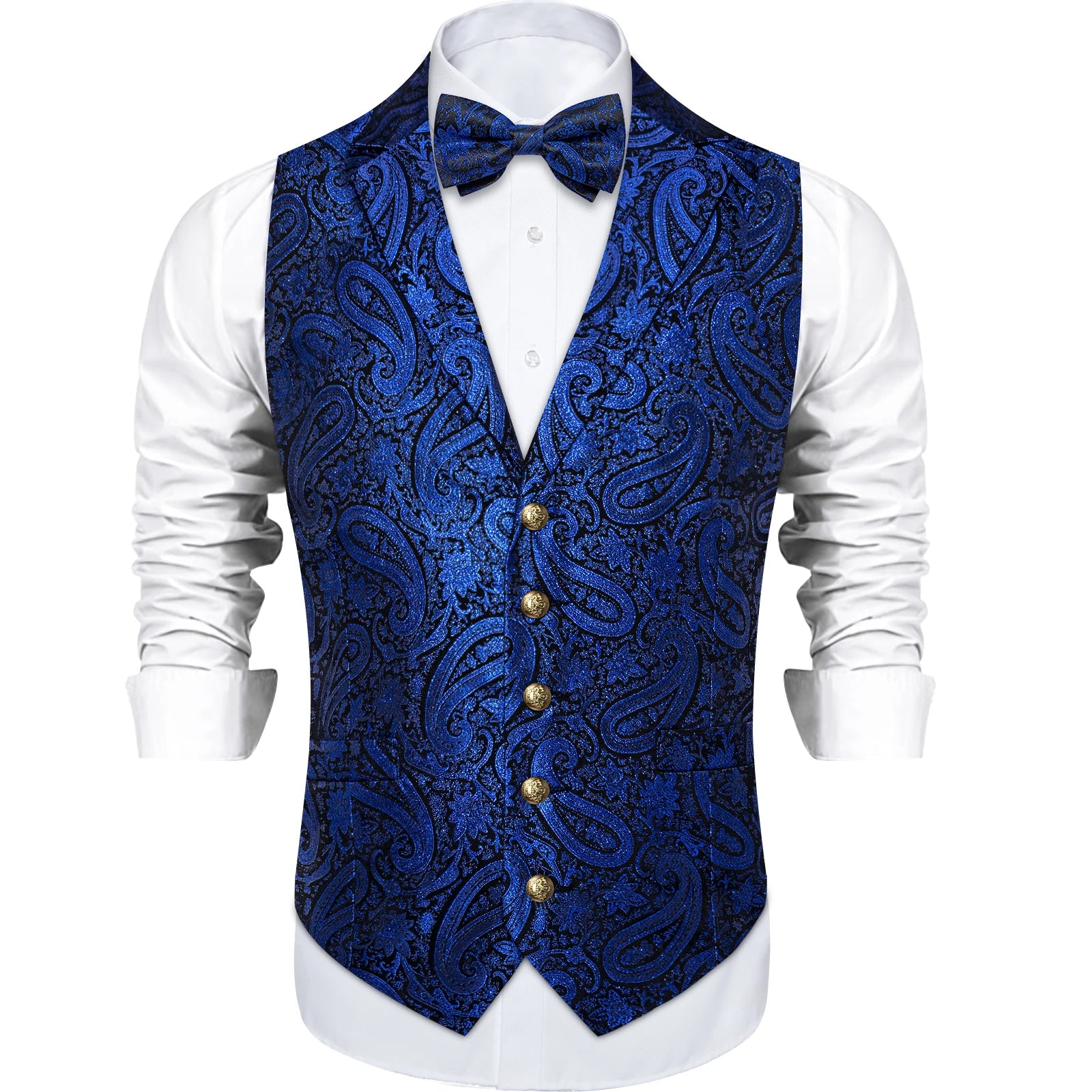 Boléro de costume bleu royal avec nœud papillon