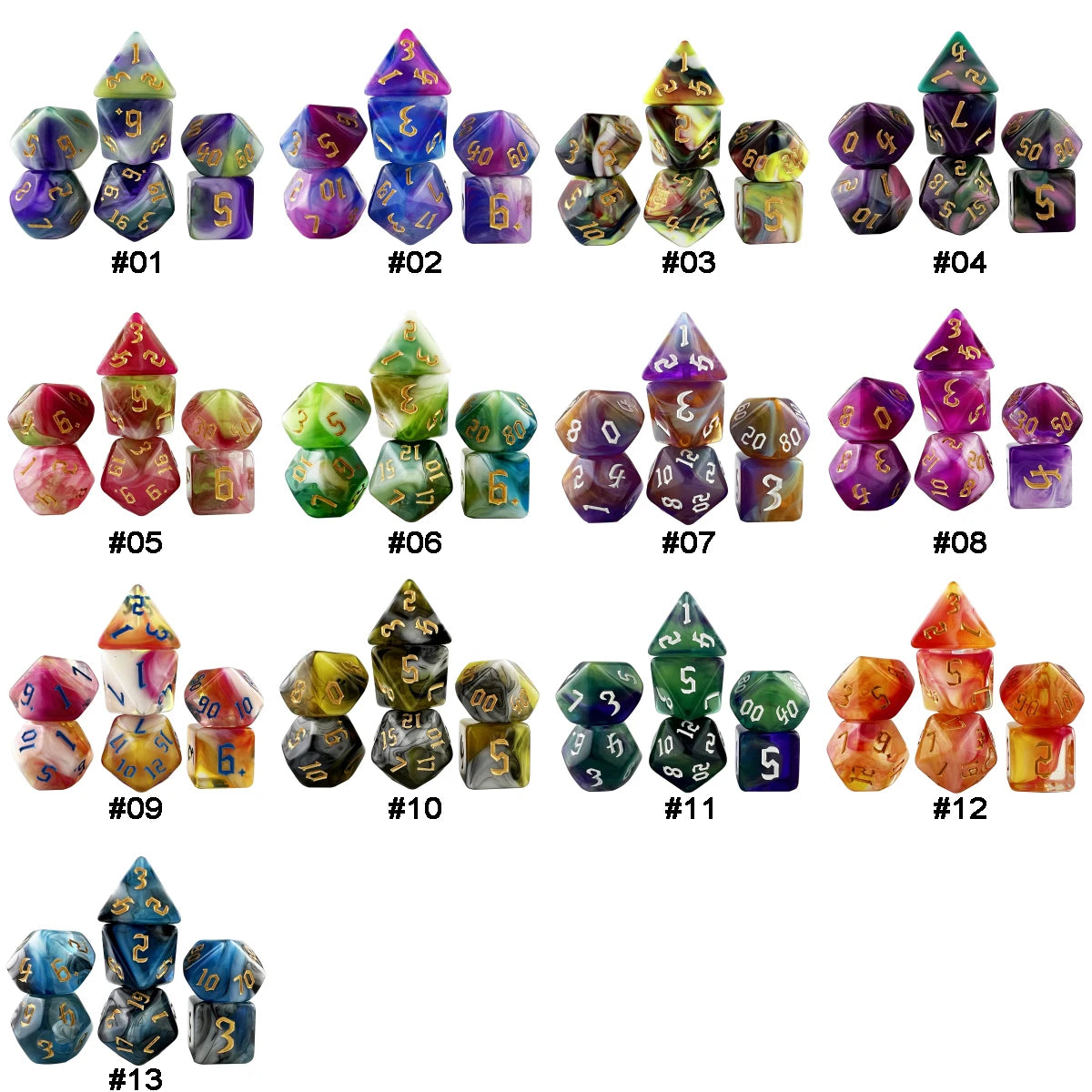 Polyhedral Multi-Color Game Dice 7pcs/set for DNDGame Dungeon Dragons Table Board Roll Playing Games