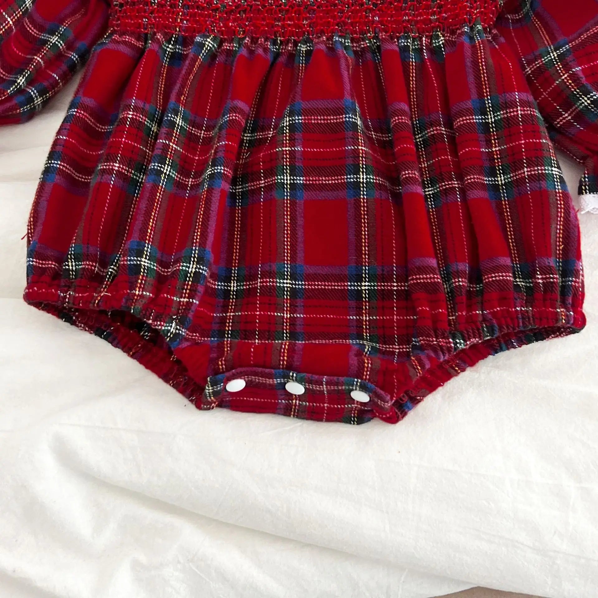 Christmas Infant Baby Girl Romper Autumn Winter Newborn Baby Girl Children Clothes Red Plaid Lapel Long Sleeved Newborn Romper