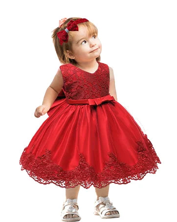 Christmas Party Dress for Girls  3 6 12 24months Pageant Lace Dresses Birthday Embroidery Dress with Headwear newborn baby cloth