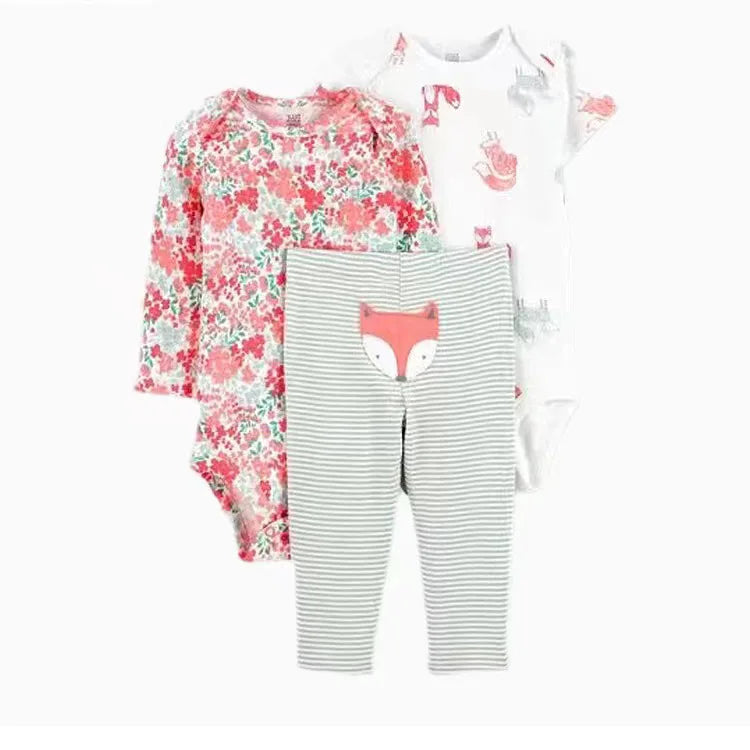 3Pcs Baby Clothes Set Cartoon Bodysuits Pp Pant Fashion Newborn Cotton Jumpsuit Pants Kids Toddler Rompers Clothing 6-24M
