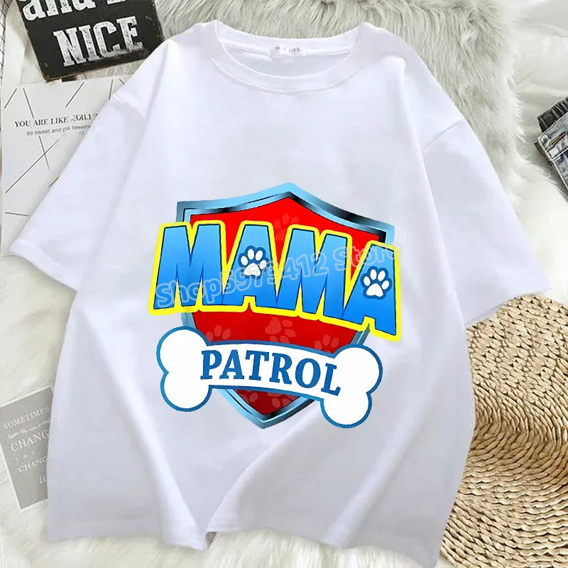 Paw Patrol T Shirts Mom Dad Cotton Tee Summer Short Sleeve Men Women Family Matching Clothes PAPA MAMA Birthday Party Funny Gift