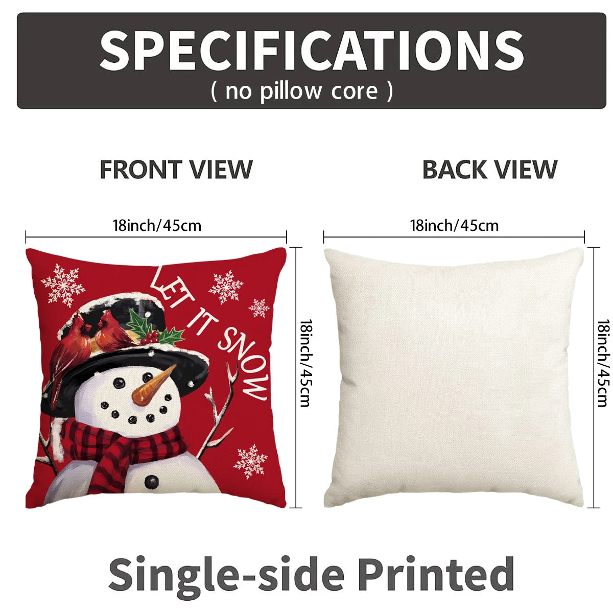 1pc/4pcs Christmas Pillow Cover, Black and Red Buffalo Plaid Celebration Christmas Tree Snowflake Decoration Sofa Cushion Cover