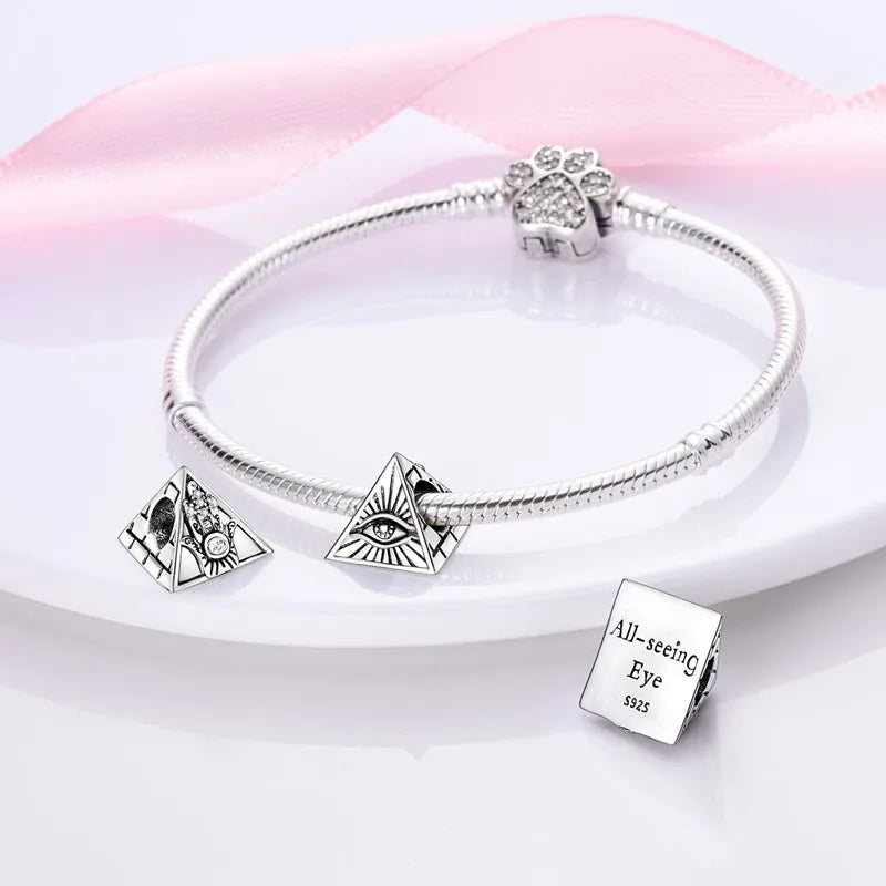 Pyramid Mum Dangle Charm Fit Pandora Bracelet 925 Sterling Silver Cleopatra Pharaoh Charms Beads Pendant Silver Original Jewelry