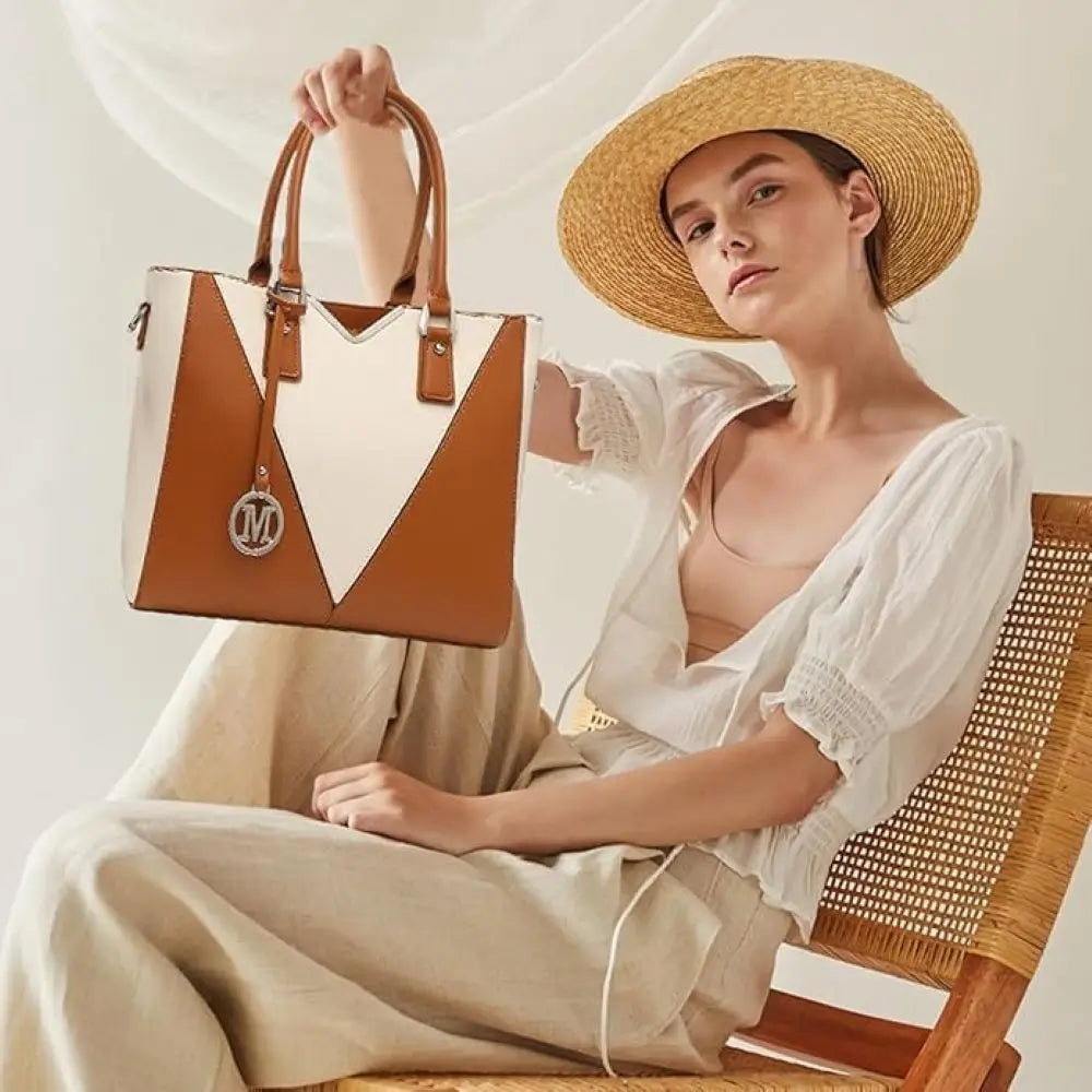 Miss Lulu WOMEN'S Handbag Shoulder bag V Shaped Design Shopper Removable Shoulder belt Synthetic leather