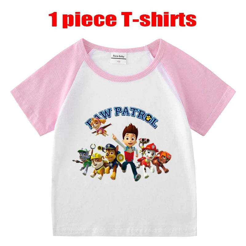 Children's PAW Patrol T-Shirt Kids Clothes Boys Girls Summer Cartoon Tops Short Sleeve Clothes 100% Cotton Baby Clothing