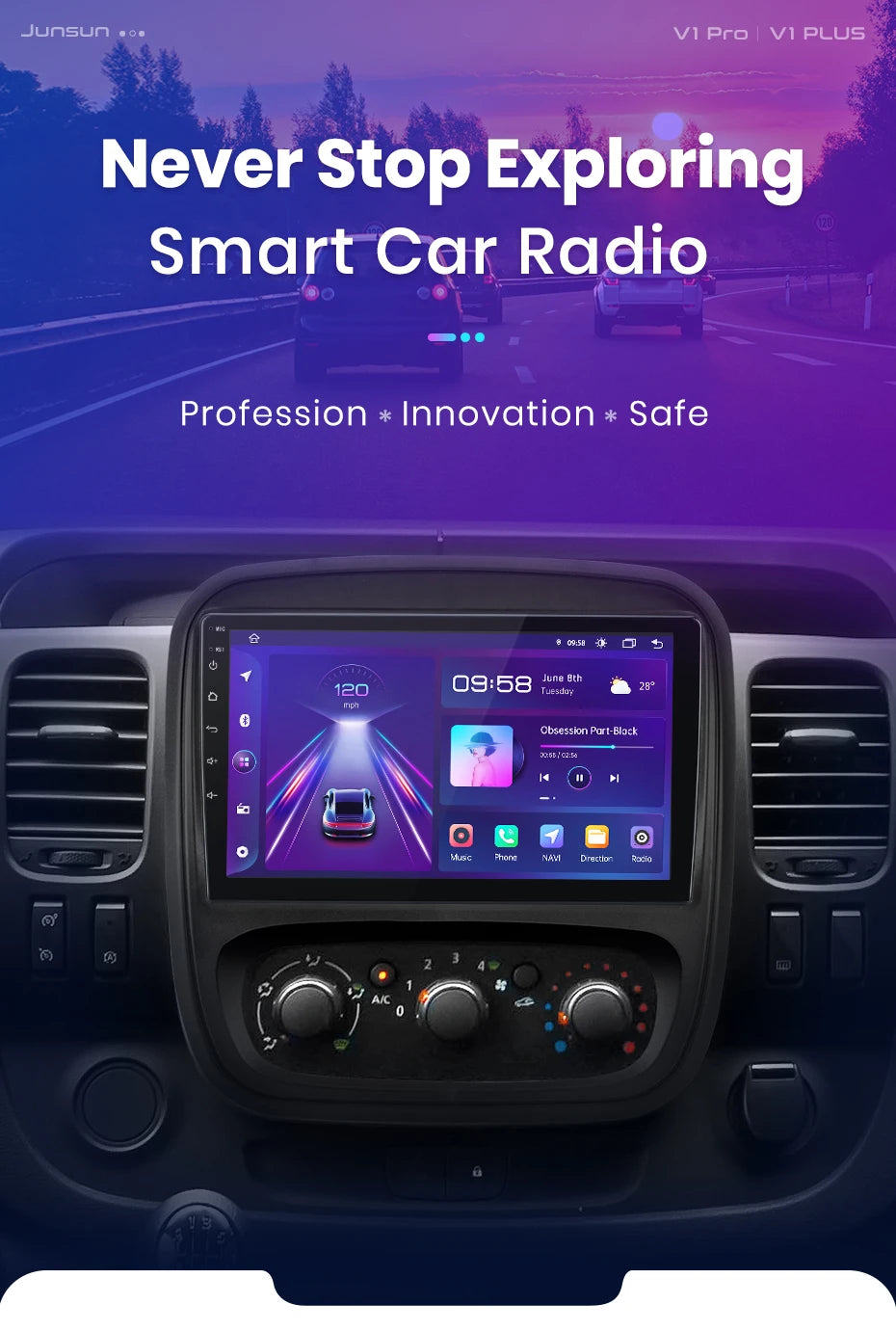 CarPlay Android Auto Autoradio pour Renault Trafic 3 2014 a 2021 et Opel Vivaro B de 2014 à 2018