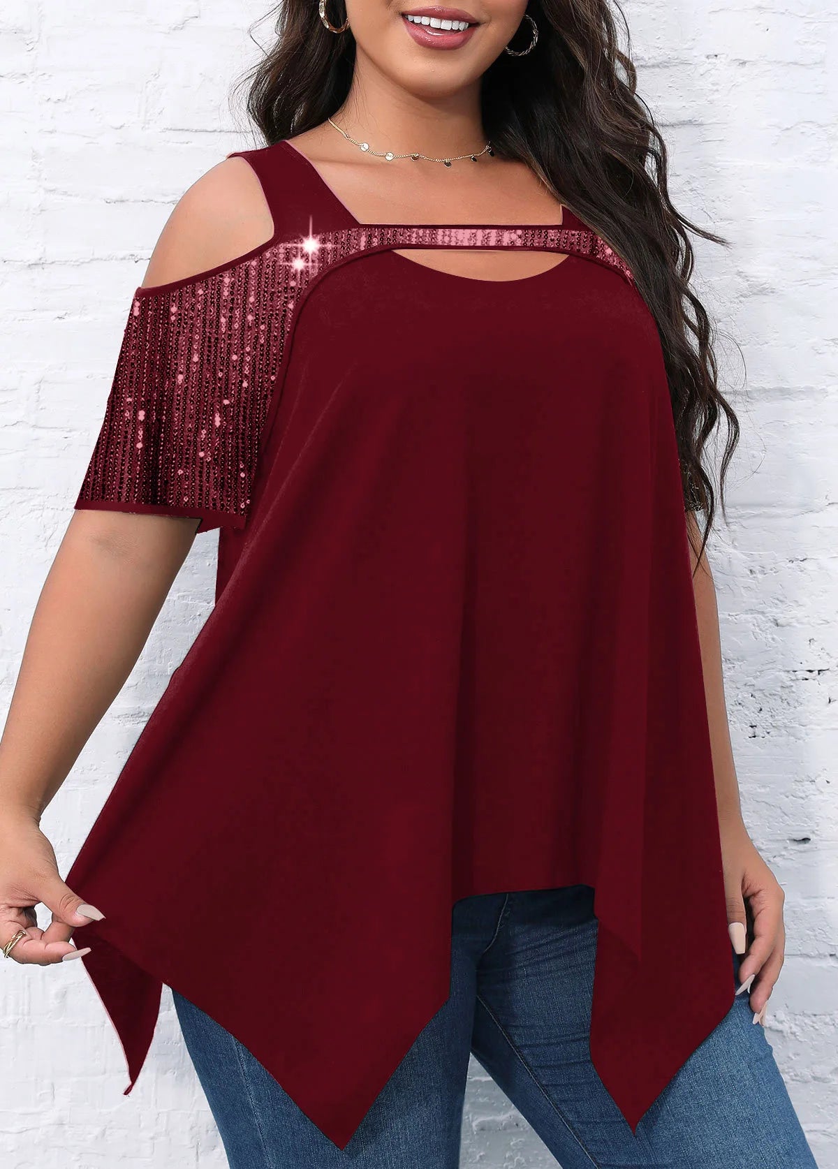 Fashion Women Sexy Shirts Vintage Summer Big Large Beads Hole Ruffles Tees Blouse Top Loose Casual Short Sleeve Tops S-6XL