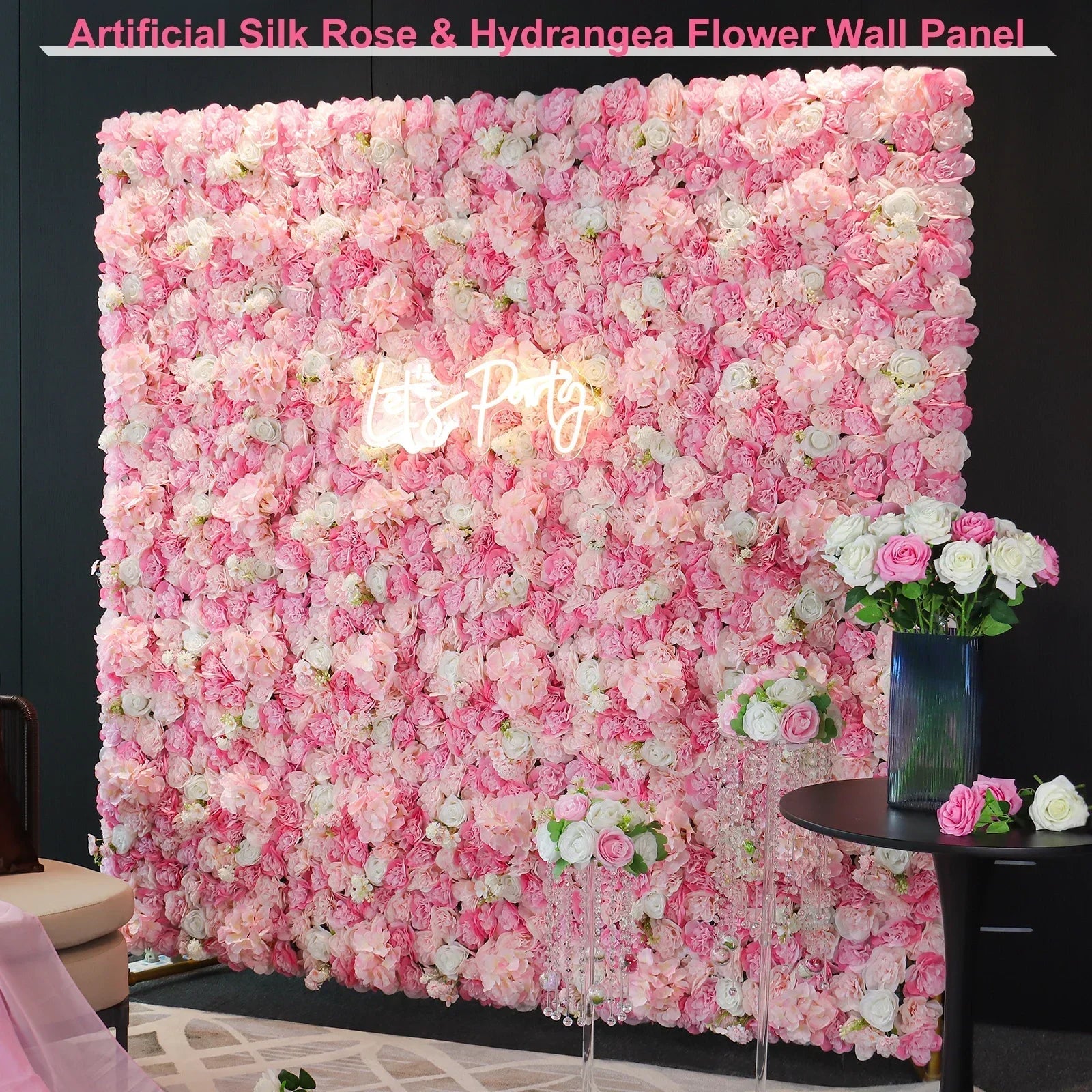 12PCS Artificial Flowers Roses Wall Panel 3D Flower Backdrop Faux Roses for Wall Party Wedding Bridal Shower Outdoor Decoration