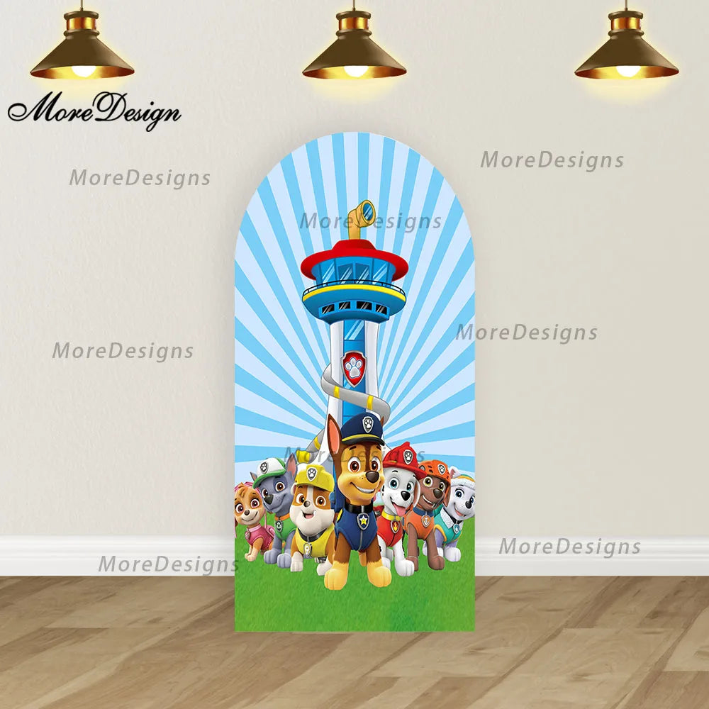 Paw Patrol Arch Covers Kids Birthday Party Photo Backdrop Baby Shower Decoration Cover Double-sided Zipper Photography Props