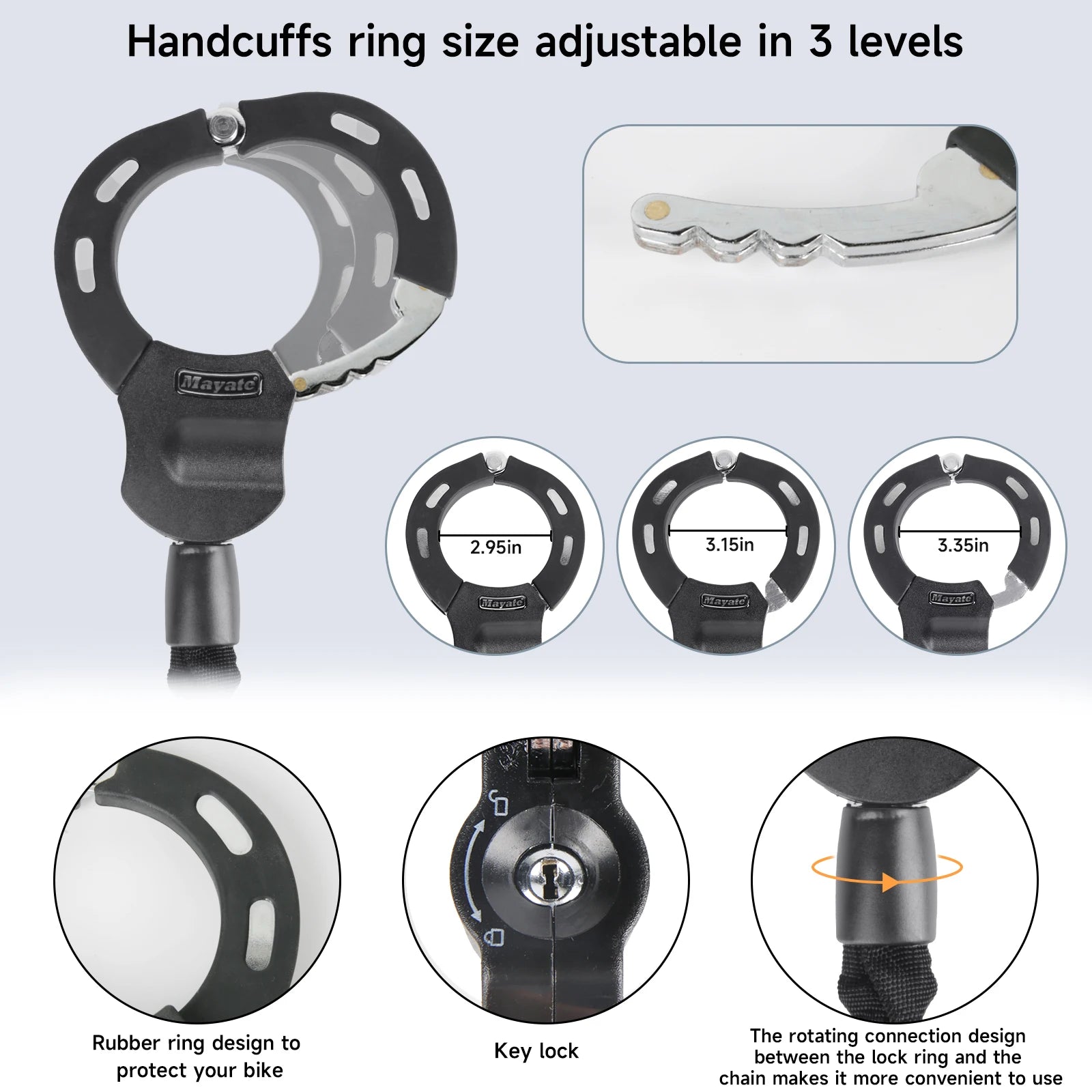 قفل دراجة معدني سميك مضاد للسرقة، قفل حماية سلسلة للدراجات الخارجية والمركبات الكهربائية والدراجات الجبلية والسكوتر