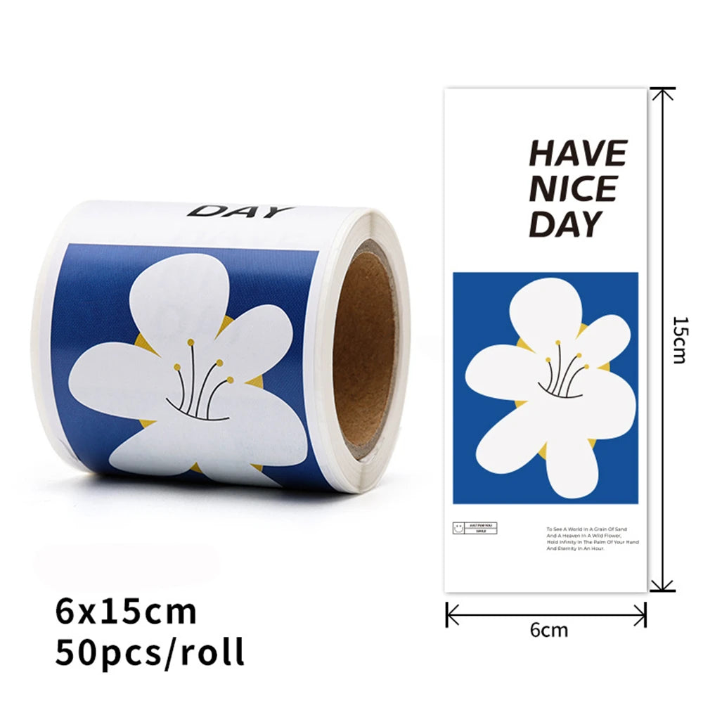 50pcs Flower Thank You Stickers Seal Labels For Gift Or Commodity Decor Stickers Small Business Packaging Sealing Stickers