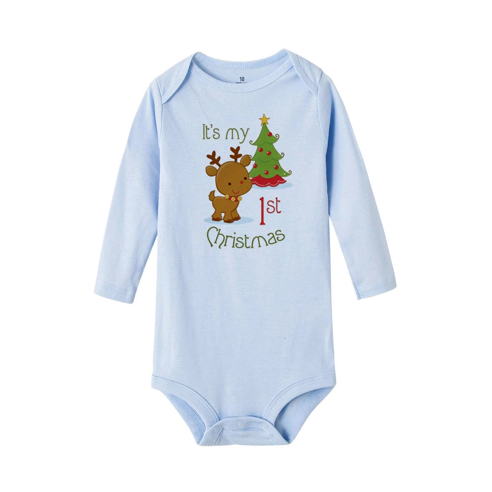 My First Christmas Baby Romper Long Sleeve Autumn Sprint Warm Baby Bodysuits Boys Girls Unisex Tee Shirts Casual Ropa