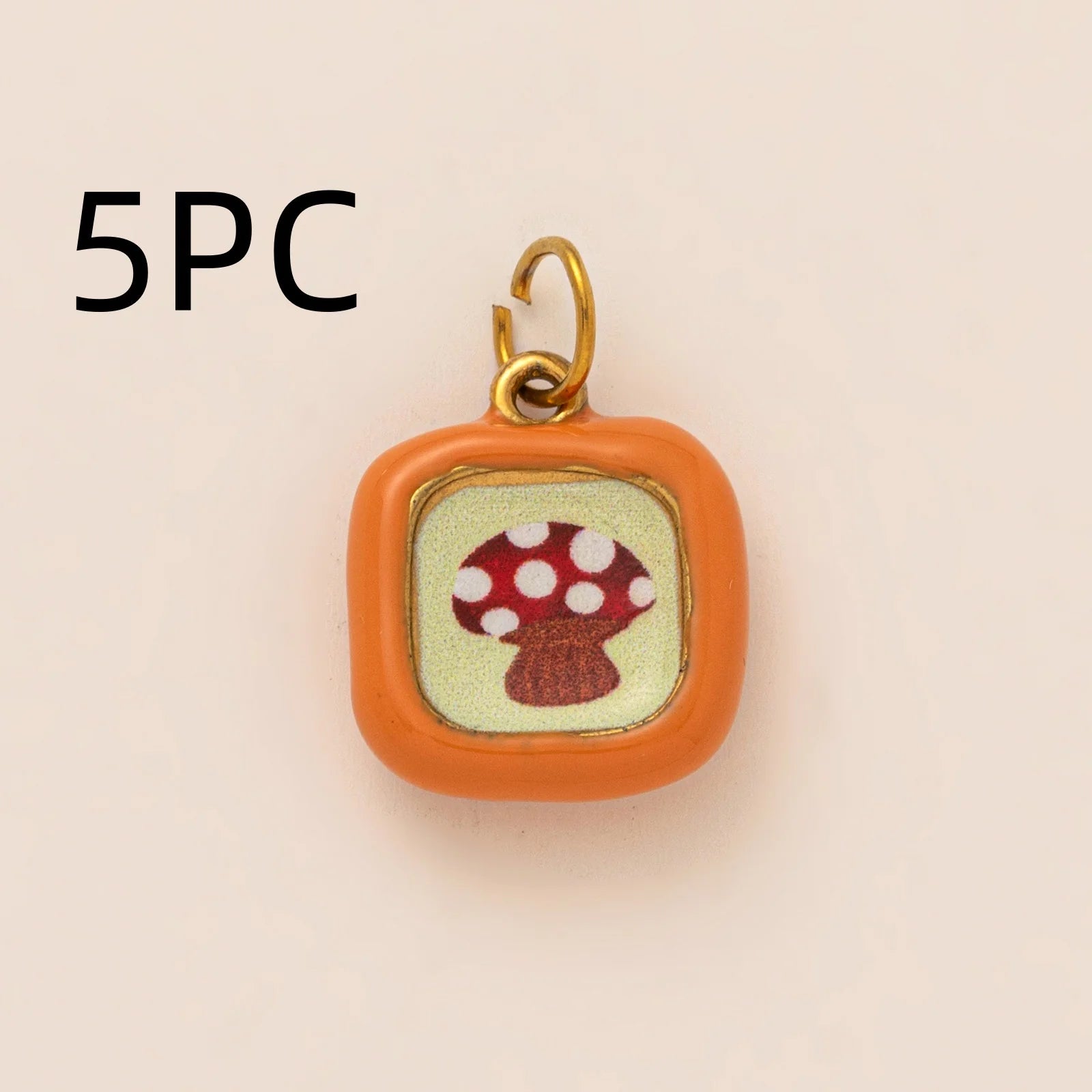 Wholesale 5pcs/lot 18K gold-plated DIY enamel stainless steel pendant, colorful fruit and food handmade jewelry accessories