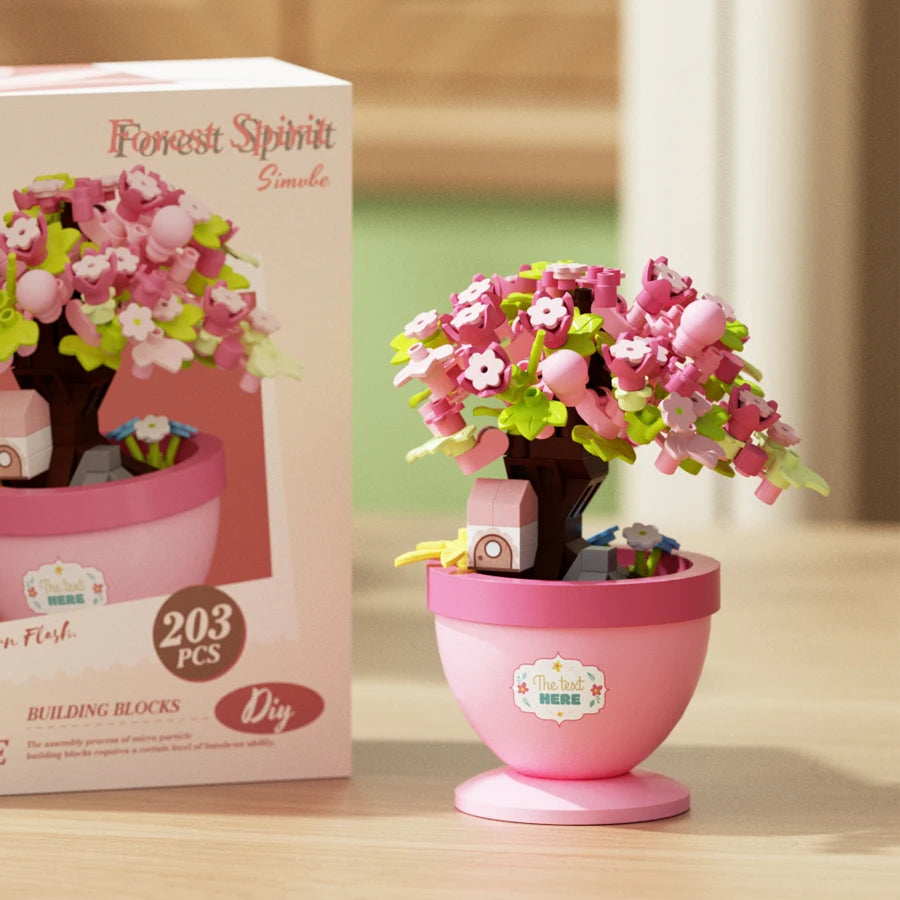 Colorful Forest Spirit Micro Building Blocks Plastic Potted Plants Educational Kids Toys New Year Decor Thanksgiving Day Gifts