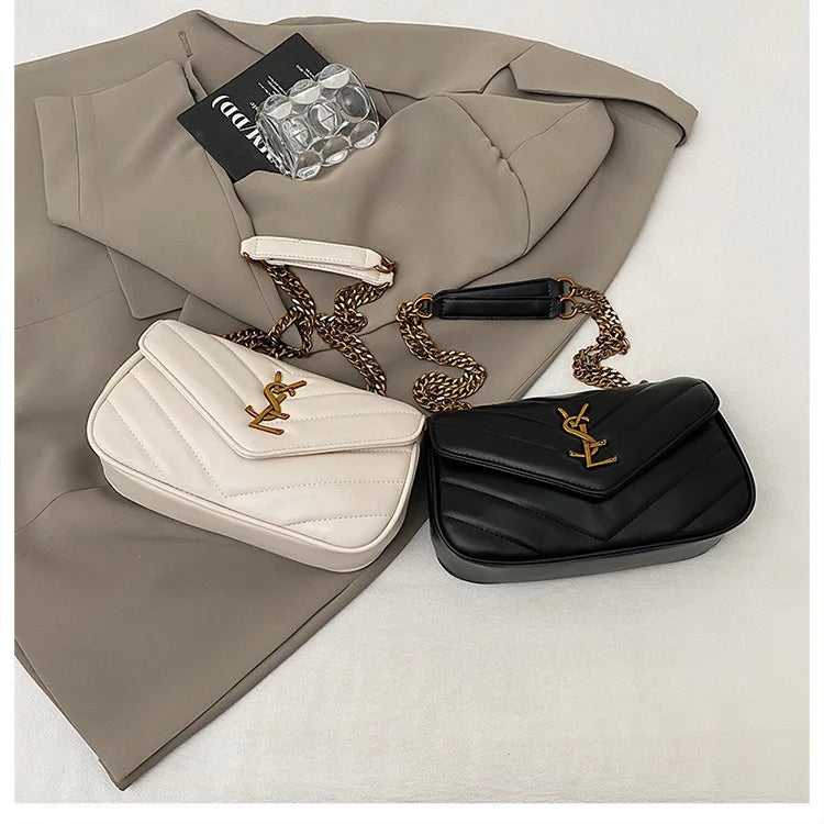 2025 Embroidered Quilted Chain Bag, Women's Luxury Crossbody Purse, Vintage Diamond Pattern Shoulder Bag with Stitching