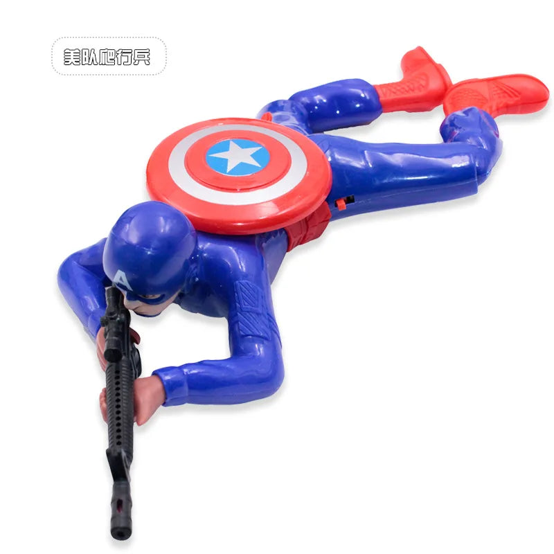 Marvel Peripheral  Crawling Toy Spider Man Captain America Hulk With Gun Crawling Model With Lights Children's Crawling Toy