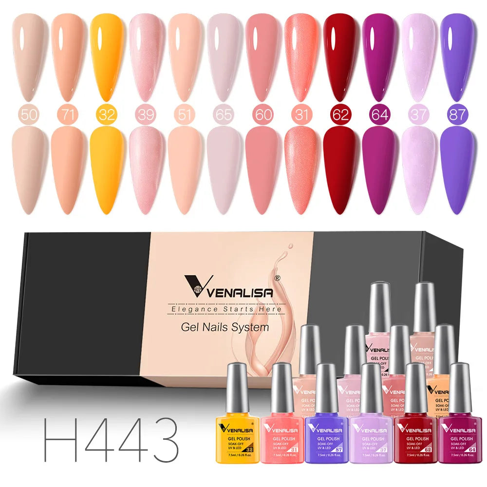 12pcs/kit Venalisa Vernis à ongles gel pigmentée Terre brune