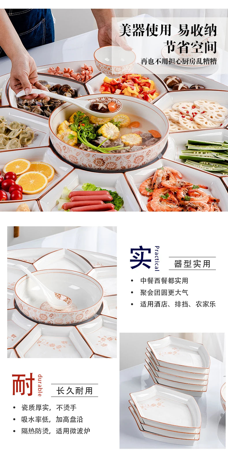 Vintage Ceramic Plate Set Microwaveable Dining Bowls Home Dinnerware Plates Set Dishes Full Tableware Pratos De Jantar Dishes