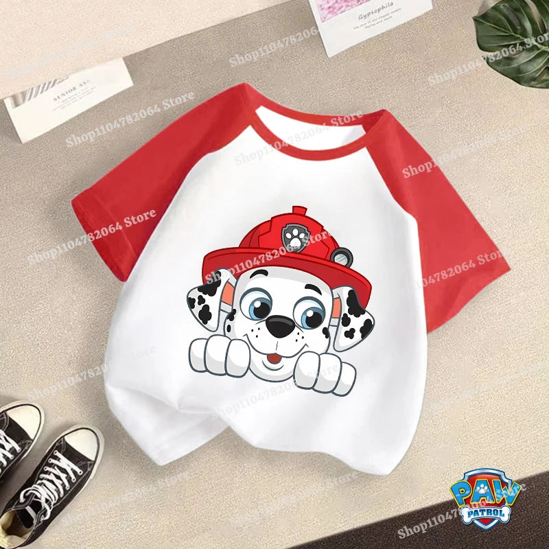 PAW Patrol T-shirt Children Clothing Chase Skye Cartoon Anime Short Sleeve Boy Girl Kawaii Fashion Tee Cute Kid Home Clothes Top