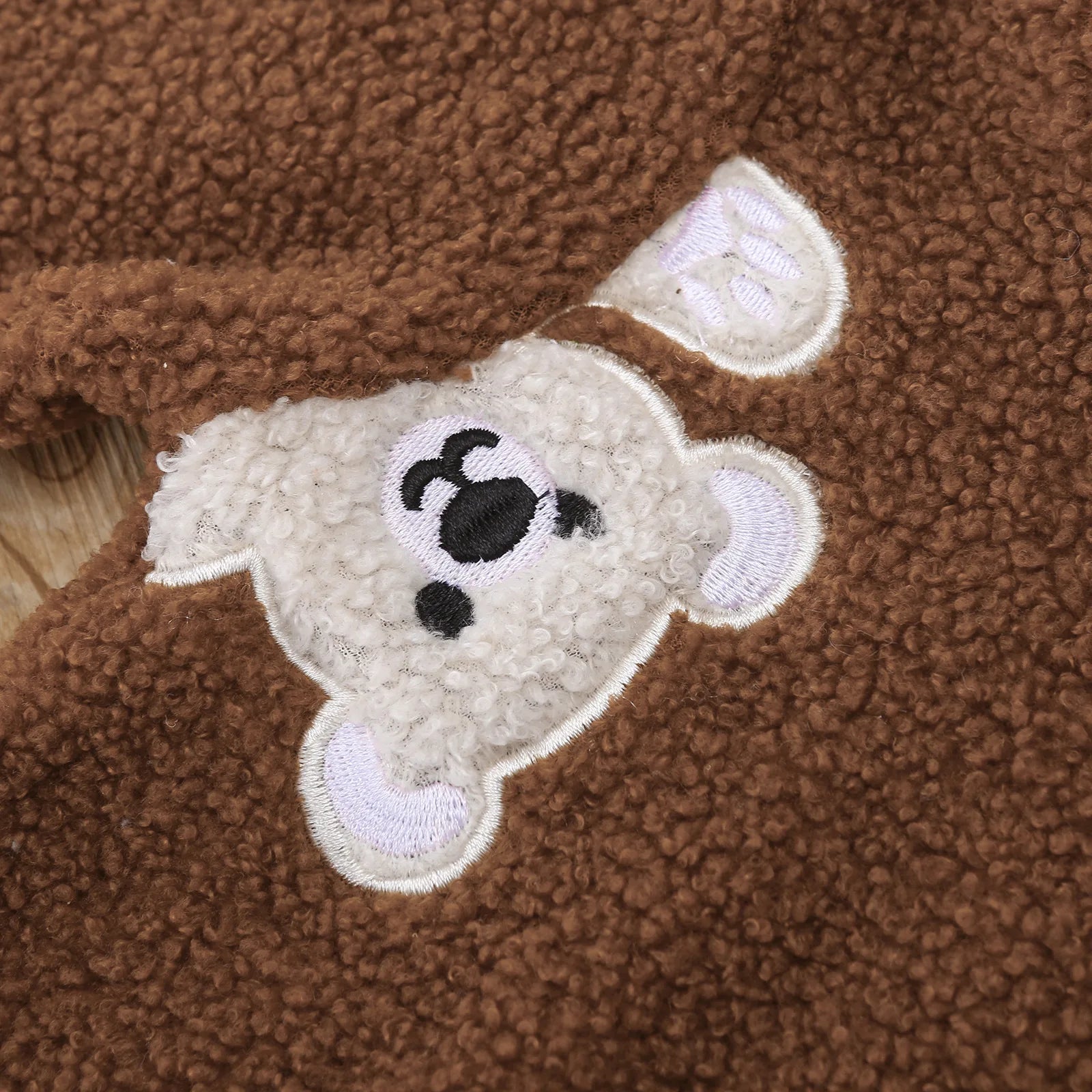 Baby Bear Embroidered Plush Onesie for Autumn Winter Comfortable Cotton Romper Suit for Infants And Toddlers