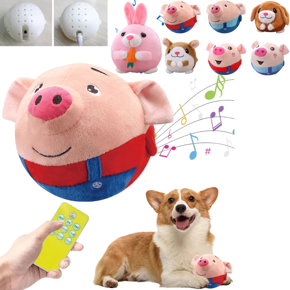 USB Rechargeable Electronic Pet Dog Toy Ball Pet Toy Singing Talking Interactive Ball Dog Plush Bouncing Jump Ball for Gift
