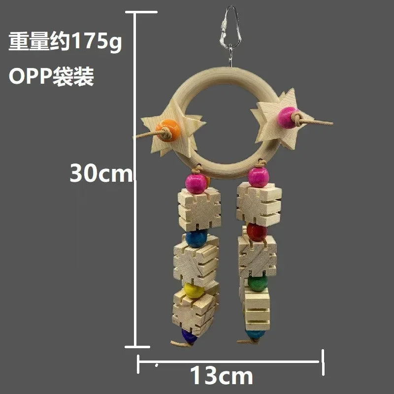 Parrot Toys, Five Pointed Star Rings, Bird Supplies, Tools, Chew Swings, Wooden Medium To Large Bird Toys Parrot Toys