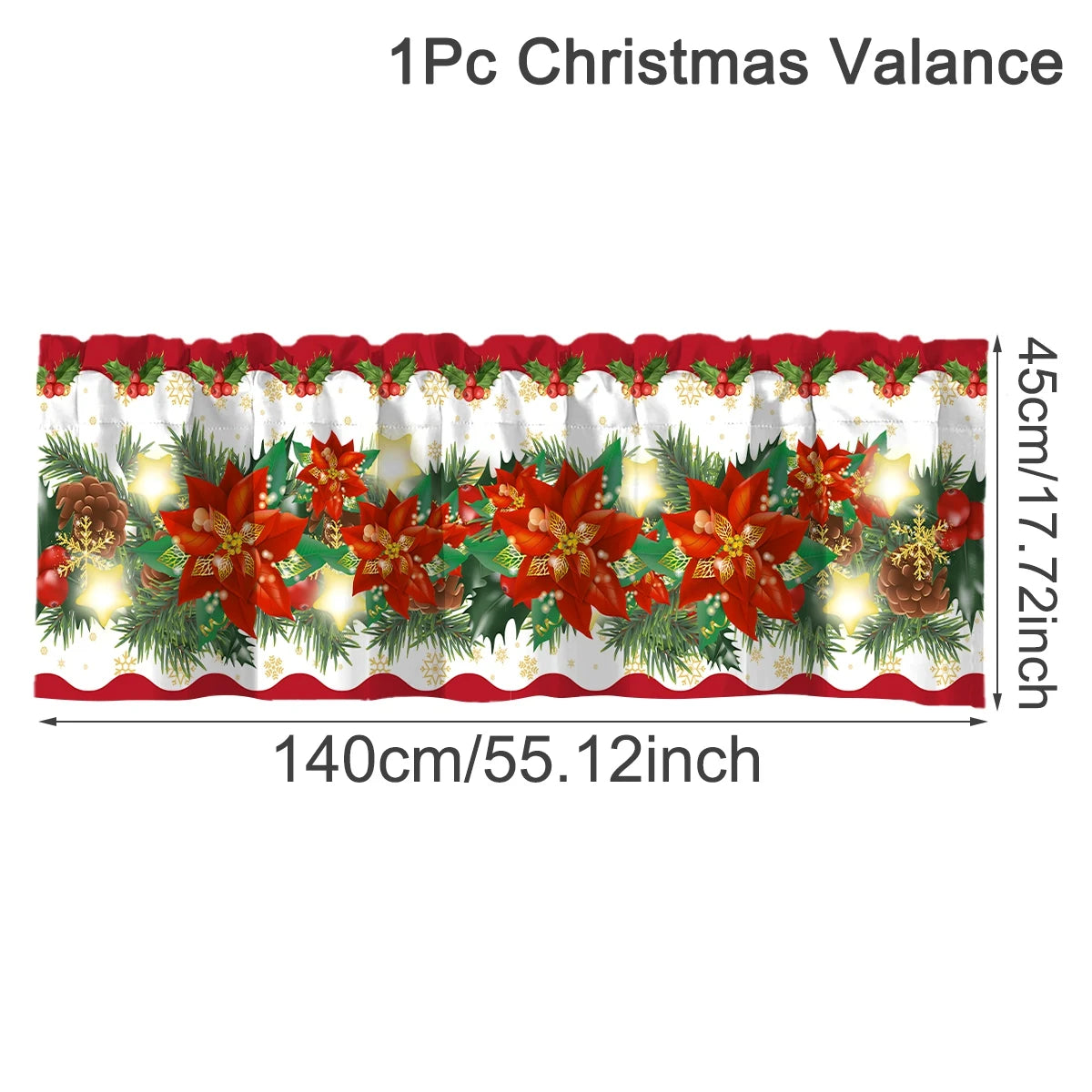 Christmas Short Curtains Valances Christmas Decorations for Home 2025 Xmas Ornaments Windows Treatments for Kitchen Bathroom