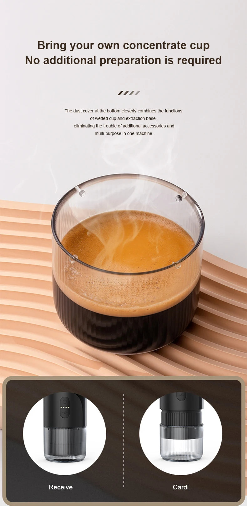 20 BAR Portable Electric Coffee Maker Capsule 2 in 1 Coffee Grinder Travel Coffee Maker for Car and Home Camping Outdoor