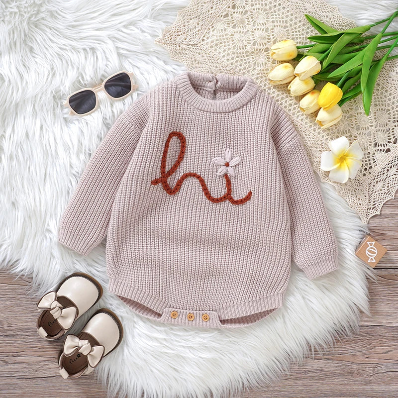 Infant Baby Girl Knitting Bodysuits Clothes 0-18m Spring Autumn Winter Newborn O Neck Long Sleeves Onesie Outfits Child Costumes