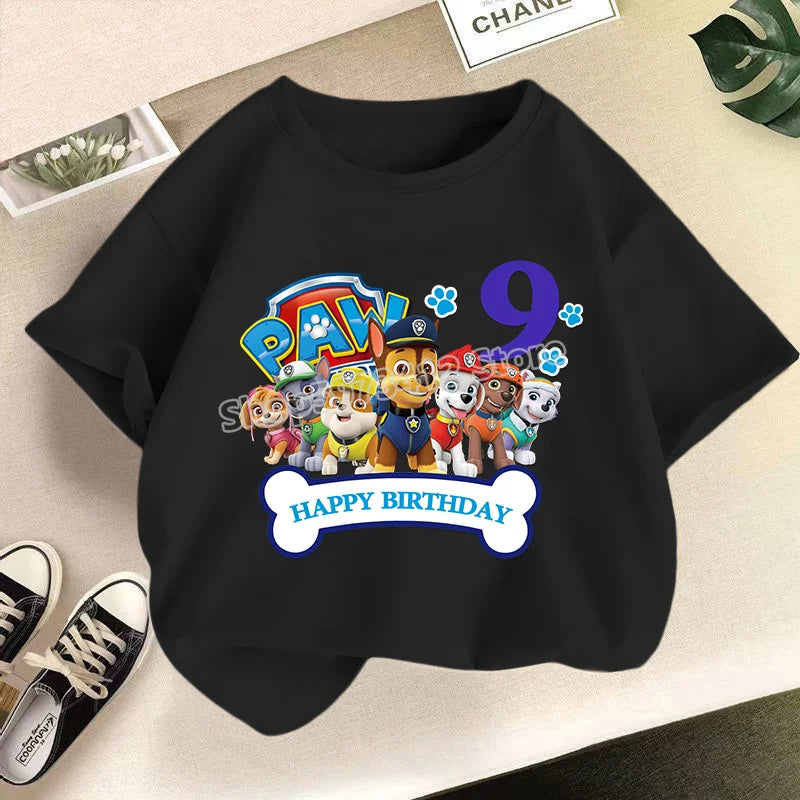 Paw Patrol Child Short Sleeve T-shirt Cartoon Chase Skye Printed Pullover Boys Girls Summer Breathable Casual Cotton Tops Gifts