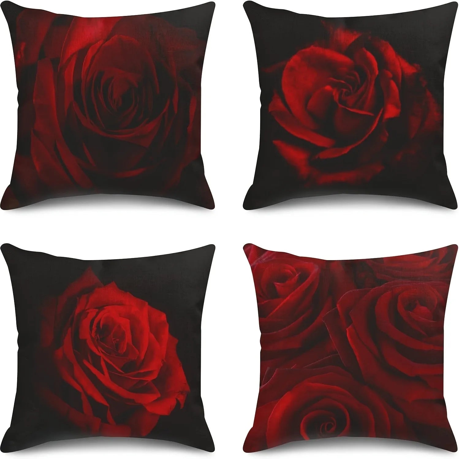 Home Decor Red Roses: Intense Floral Pillow Covers Pattern Cushion Cover Suitable For Sofa Bedroom Car Pillow Cover