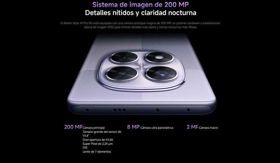 Xiaomi Redmi Note 14 Pro 5G NFC，MediaTek Dimensity 7300-Ultra,200MP Camera,5110mAh battery，45W charging，120Hz display,Charger Not Included