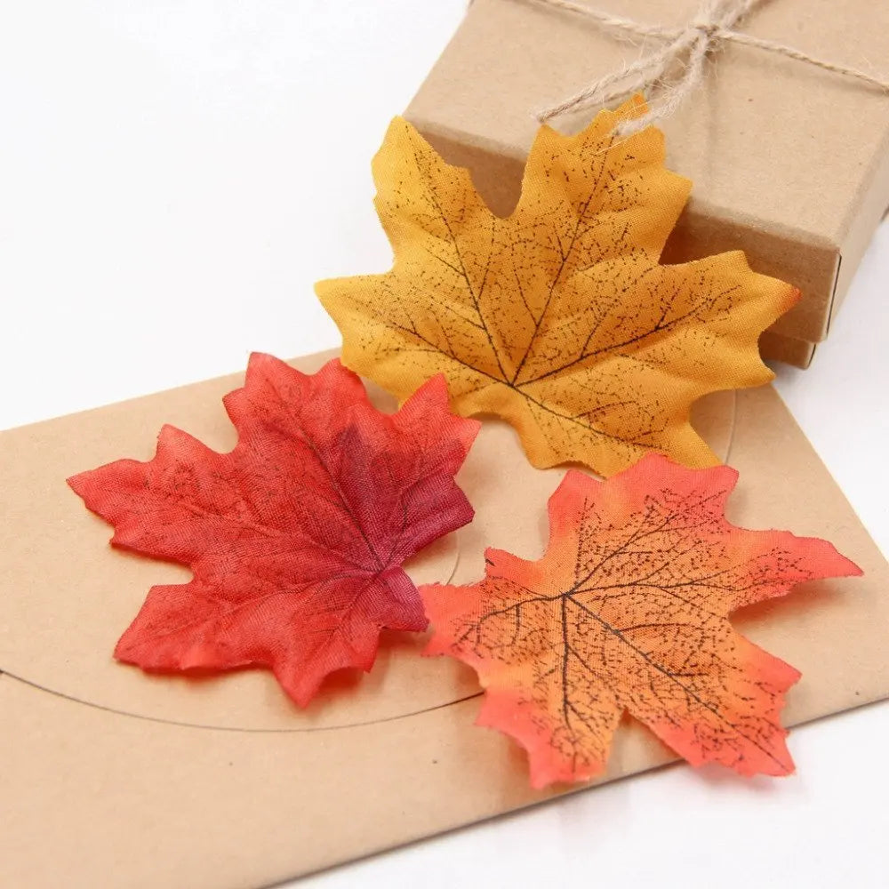 Yannew 500pcs Artificial Fall Maple Leaves Silk Leaf for Craft DIY Thanksgiving Wedding Party Decoration Autumn Home Table Decor
