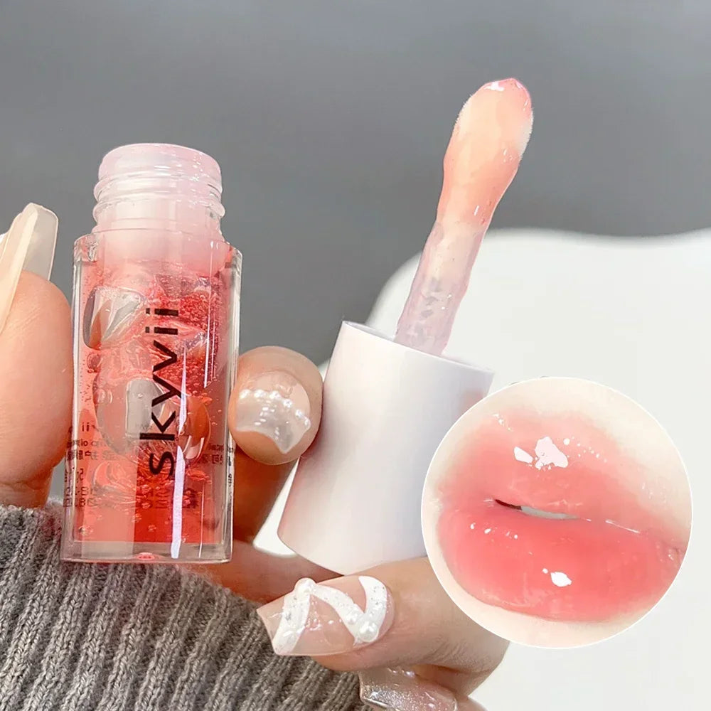 Strawberry Jelly Lip Oil Glossy Tint Glaze Lipstick Moisturize Liquid Fruit Jam Lip Beauty Treatment Transparent Hydrating Balm