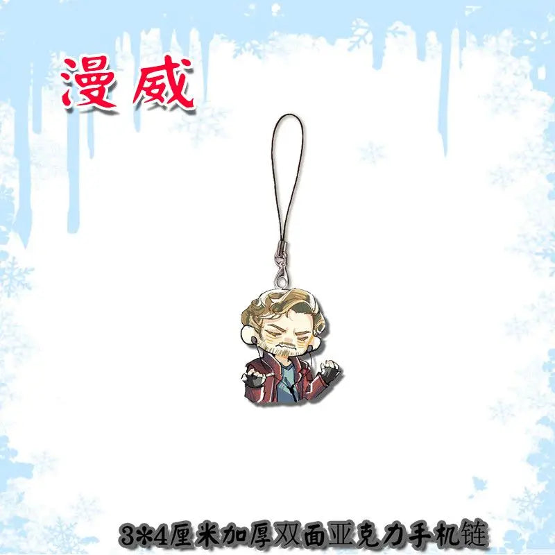 Marvel: Spider-Man Iron Man Doctor Strange cartoon Q version double-sided acrylic mobile phone chain pendant backpack decoration