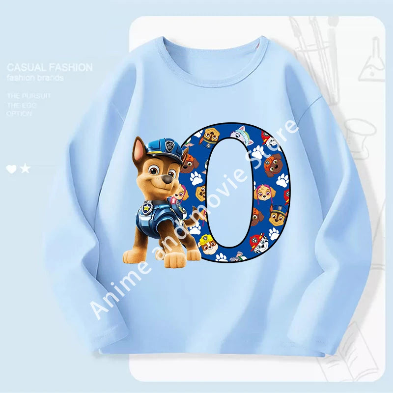 Paws Patrols Chases Child Long Sleeve Boys T-shirt Children Casual Clothing Cartoon Cute Printed Sweatshirt Anime New Kids Gifts
