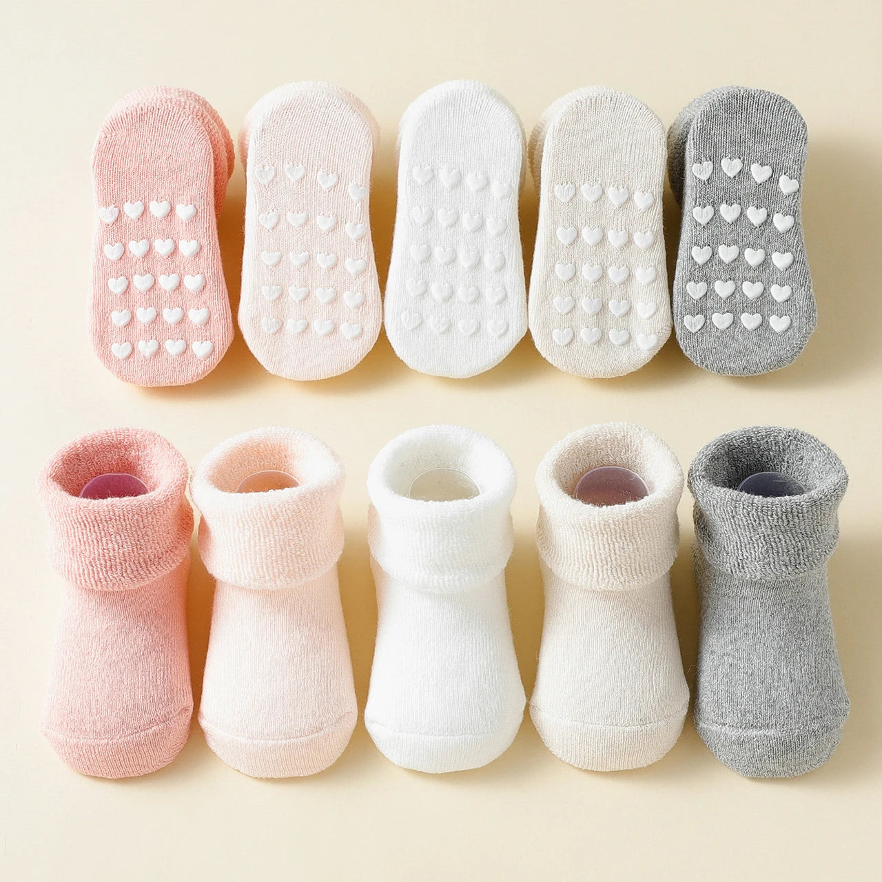 5 Pairs Baby Socks Winter Thick Terry Kids Mid Tube Socks For Girl Boy Solid Color Warm Newborn Anti Slip Floor Socks