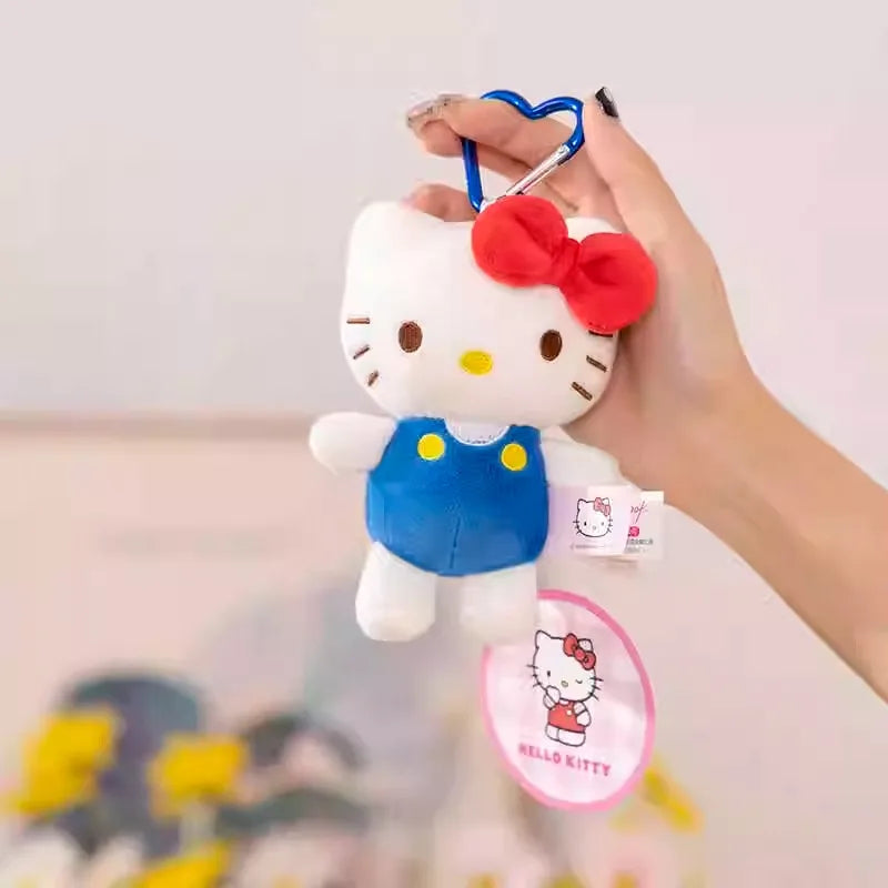 Genuine Sanrio Hello Kitty Cute Girl Keychain Car School bag Pendant Kids Plush Toys Keyring Plushier Birthday Thanksgiving Gift