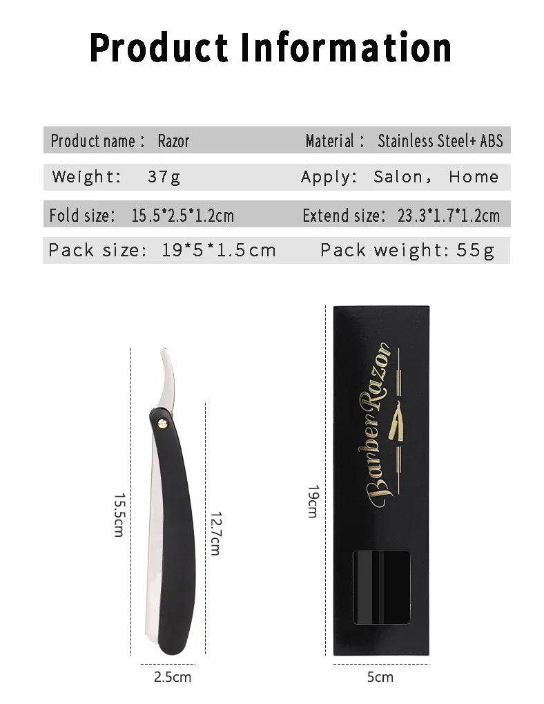 Rasoir de barbier coupe de cheveux barbe sourcils rasage outils dépilation manuelle rasoirs à bords droits