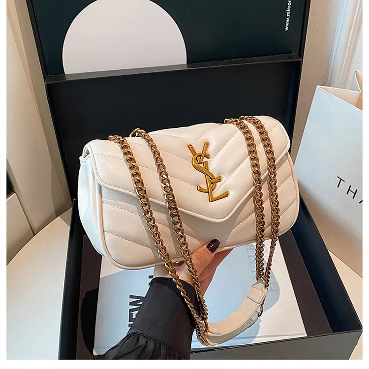 2025 Embroidered Quilted Chain Bag, Women's Luxury Crossbody Purse, Vintage Diamond Pattern Shoulder Bag with Stitching