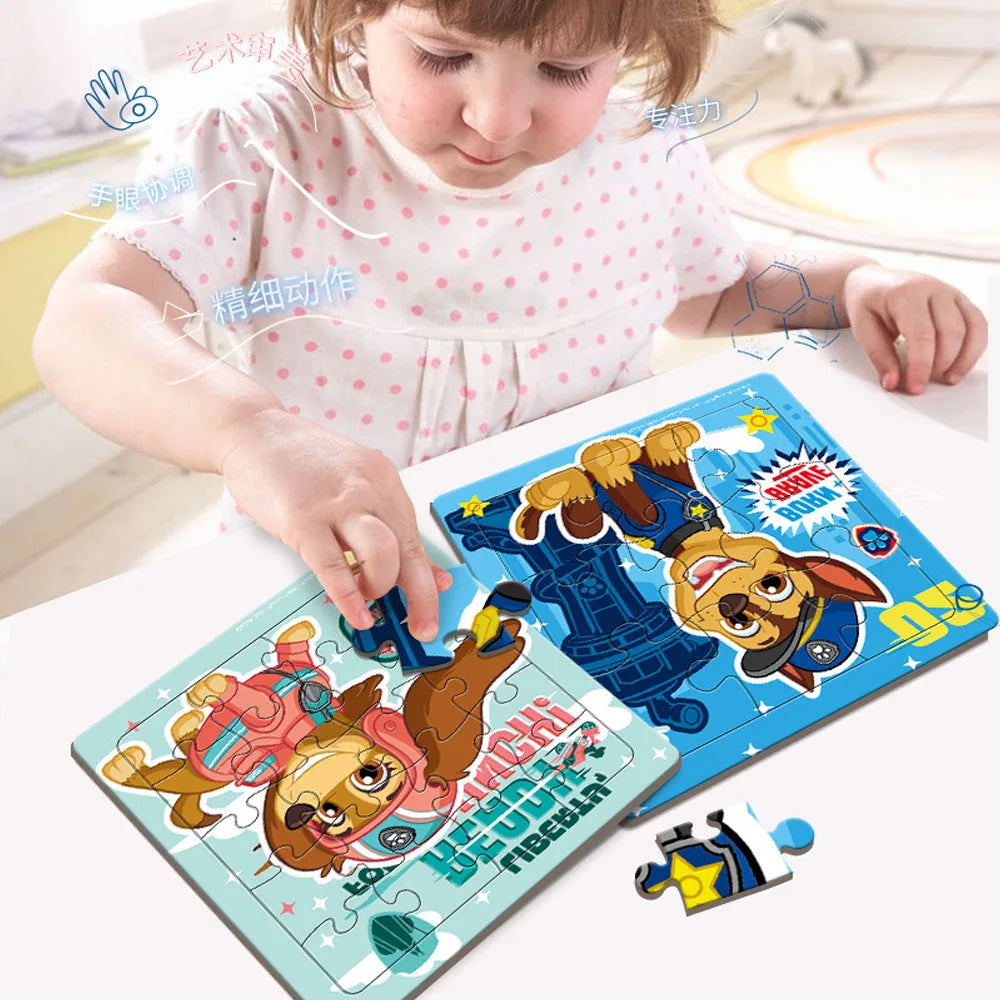 6pcs Paw Patrol Jigsaw Puzzle Games Baby Early Learning Educational Toy Kids Cartoon Cute Vehicle Puzzles Children Gift