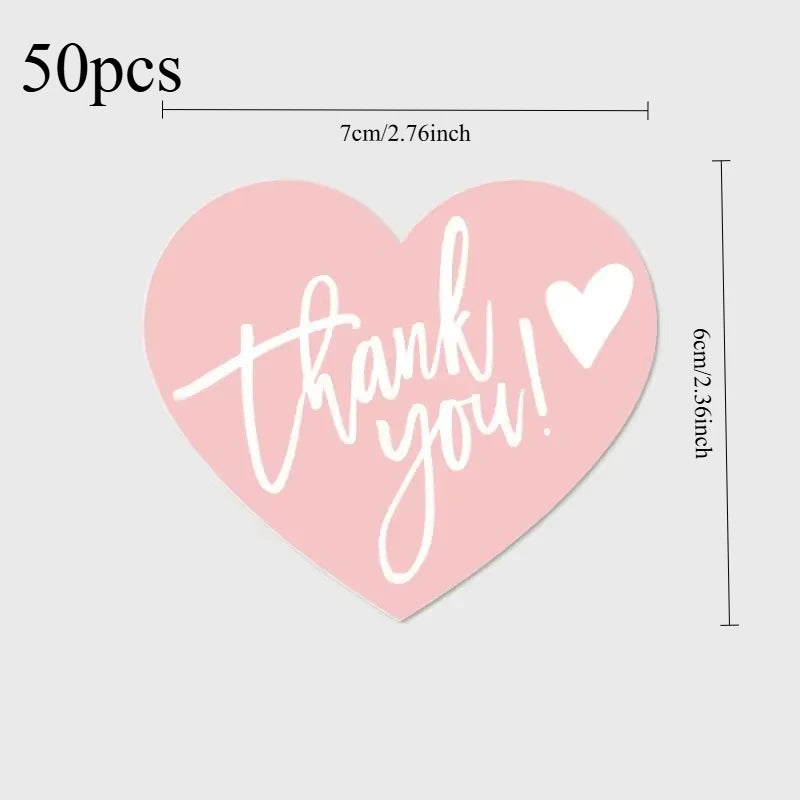 50 Pieces Pink Heart Shaped Appreciation Cards Bulk Business Thank You Gift Tags Party Wedding Favors Craft Supplies 5 Designs