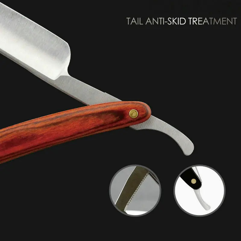 Rasoir à bord droit en acier inoxydable de qualité supérieure : rasoir manuel pointu, pliable et professionnel pour un rasage précis de la barbe